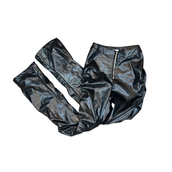 Fashion Nova‎ Make it Hot Stacked Leather Pants in Black XS NWT - Picture 3 of 7